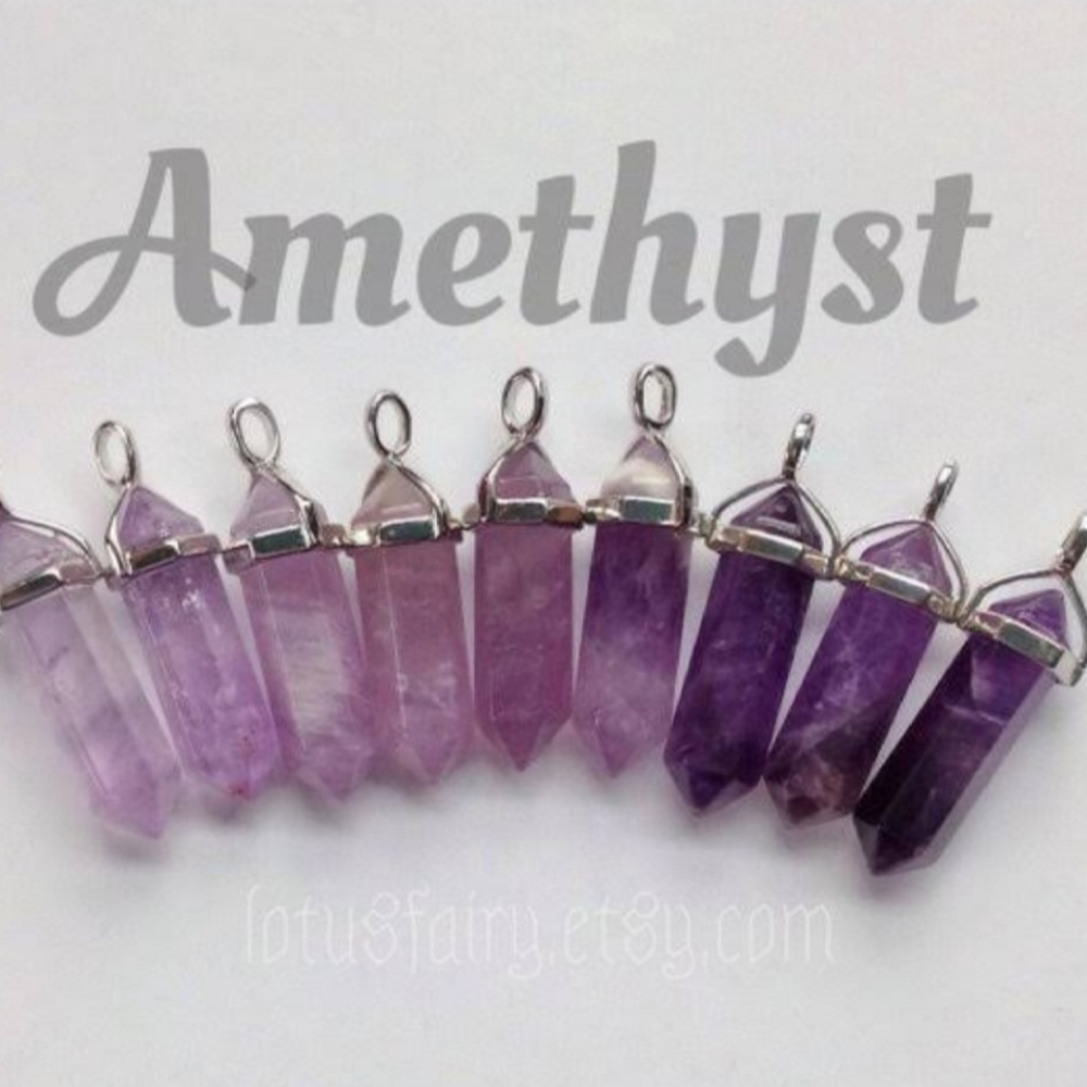 🖤1 Left! Amethyst Healing Stone Point Necklace💜 - Picture 4 of 6